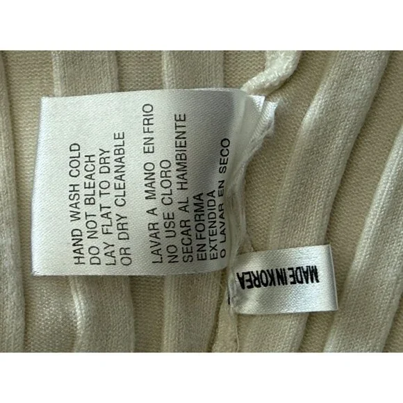 Vintage Cache Womens Turtleneck Size M Ivory Ribbed w Braided Sleeves and Front - Picture 13 of 16